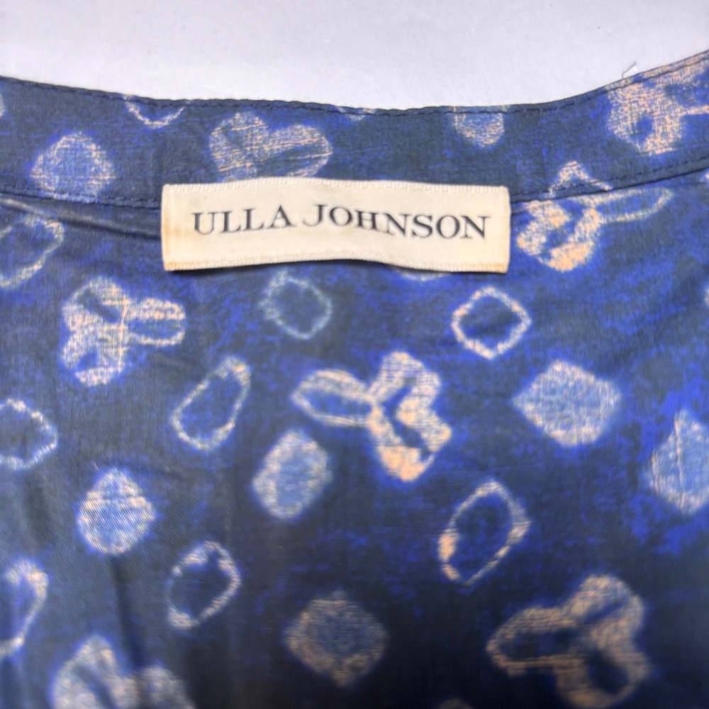 Ulla Johnson Womens Blouse Sz 2 Blue Puff Sleeve Cotton Shirt Cottagecore - Picture 10 of 10